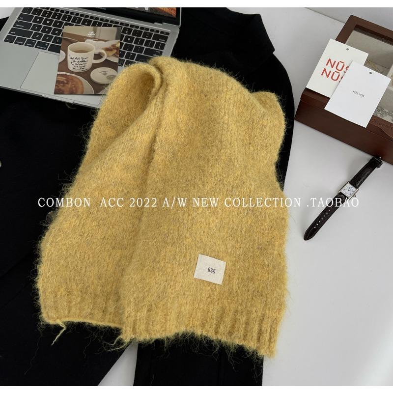 Sweet wind wool blended knitted scarf women's winter new solid color versatile scarf