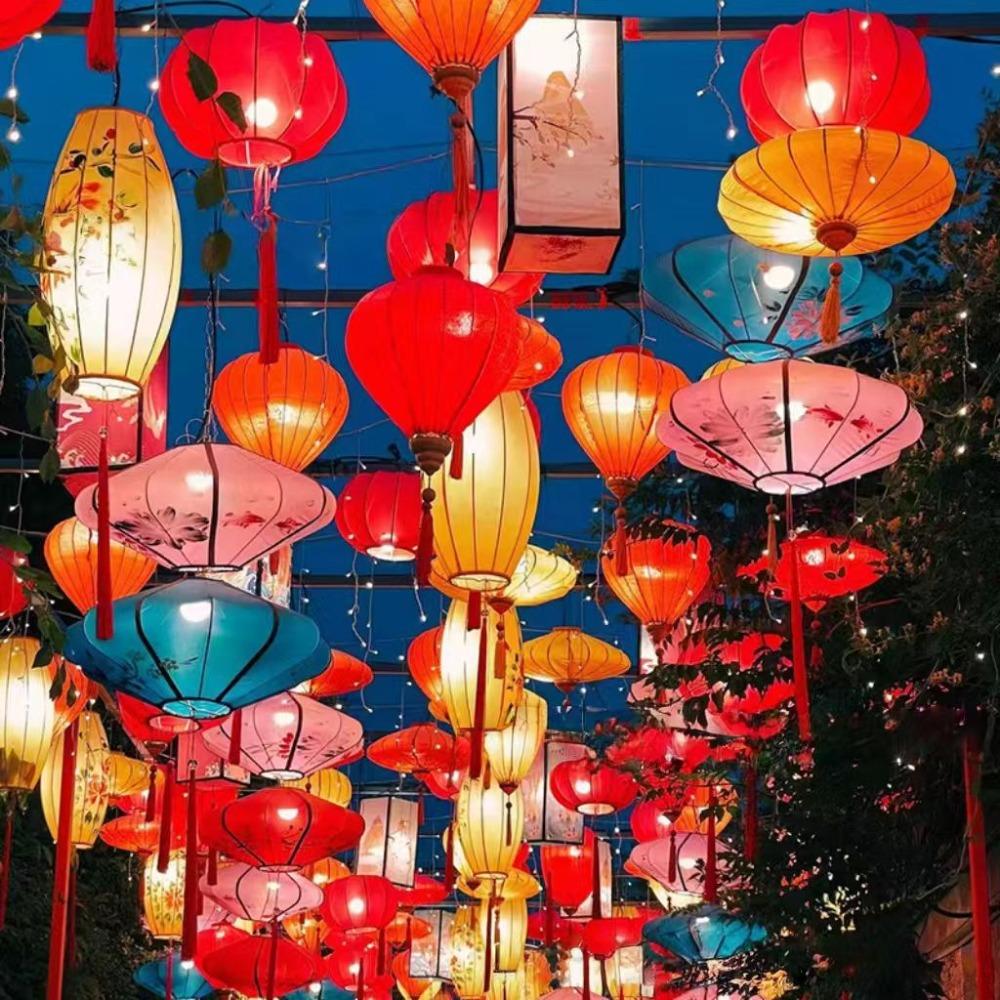12/14/16/18inch Mid-Autumn Festival Decoration Various Shapes Hand-Painted Floral Lantern New Year