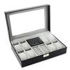 Black Pinhole Pattern 8-Slot Leather Watch and Jewelry Storage Box