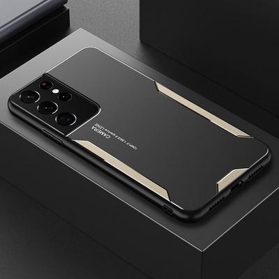 Luxury Aluminum Matte Metal Panel Case For Samsung Galaxy S24 S23 S22 Ultra S21 Plus S20 FE A55 A54 A53 Slim Silicone Phone Cover