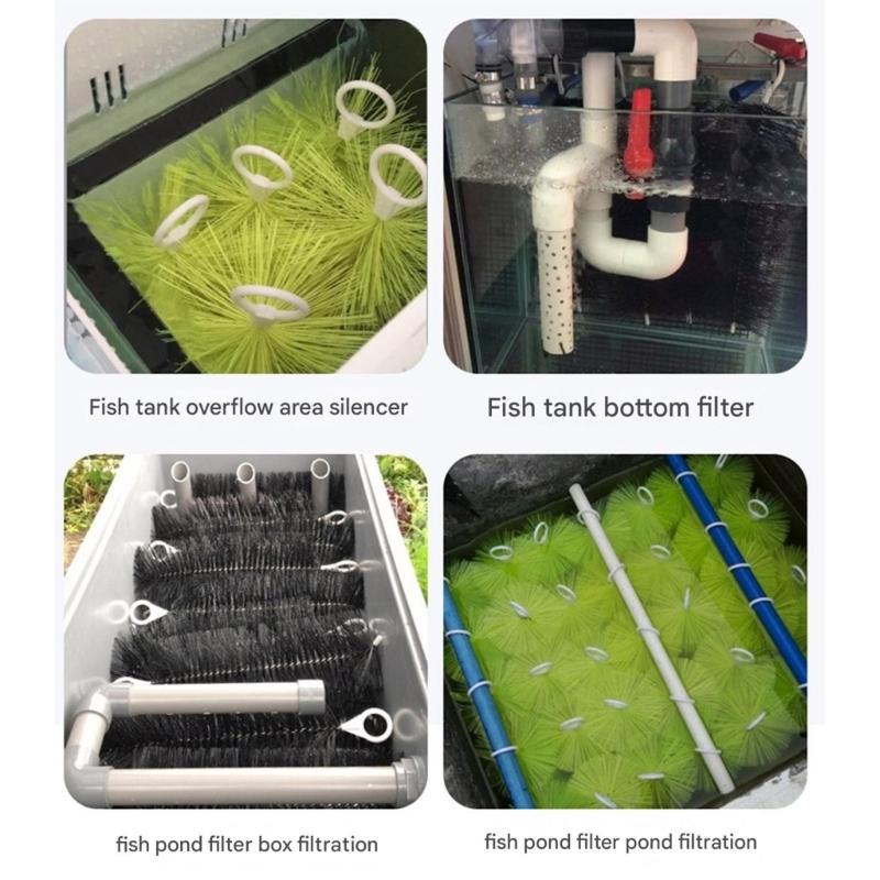 Pack of 10 Fish Pond Filter Brushes Corrosion Resistant Efficient Cleaning Brush for Fishtanks Pond Pool Maintenances
