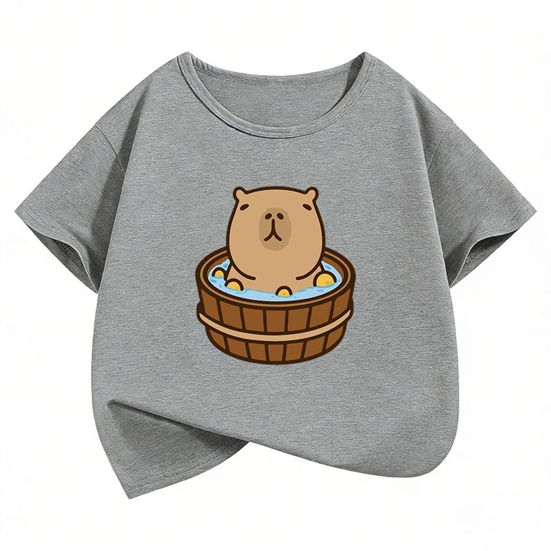 Kawaii Capybara Design TShirt Printed T Shirt Girls Summer Clothes Short Sleeve Tops TShirts Cute Girls Clothing