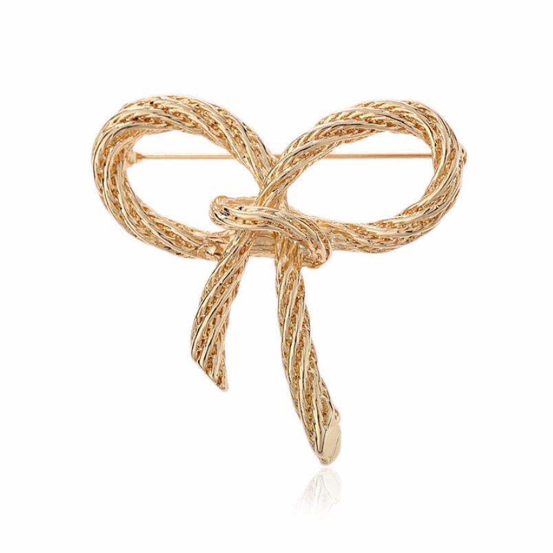 

Vintage Gold Color Metal Bowknots Brooch Pin For Woman Lapel Pin Fashion Girls Clothing Coat Jewelry Decoration Accessories