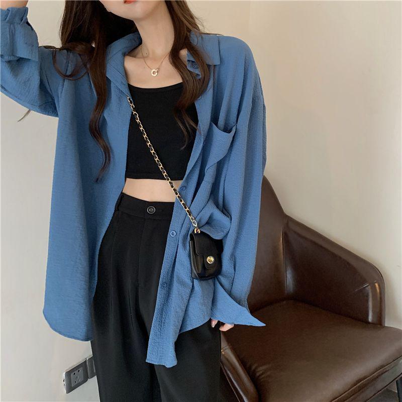 Women's Summer UV Protection Ice Silk Cardigan – Loose Fit, Breathable, Solid Color, Long-Sleeve, Plus Size