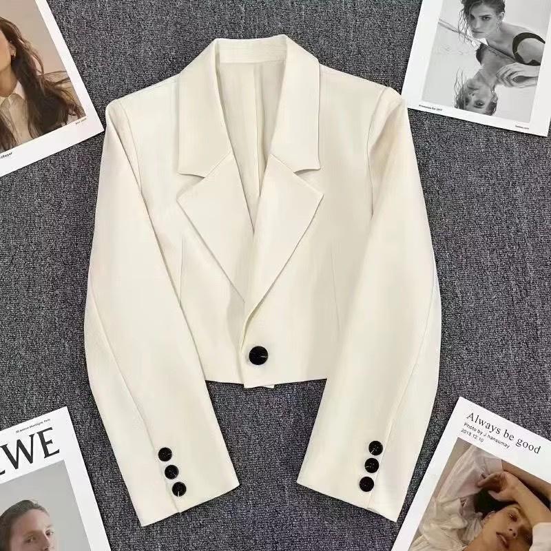 Kurze Modische Damenblazer Lässige Elegante Damenanzüge Jacke Oberteile Frühling Herbst Einfarbig Langarm Büro Dame Blazer Mantel Oberteile