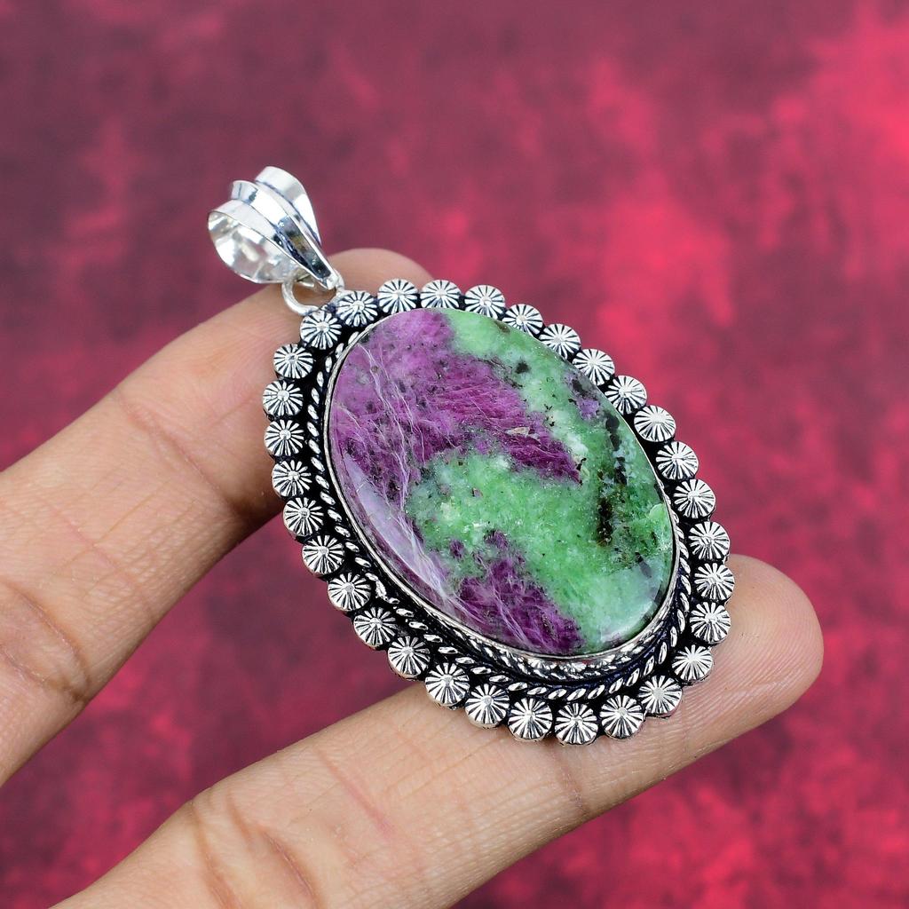 Joyería de Rubí Zoisita, Plata de Ley 925 Sólida, Encantadora Joyería de Piedras Preciosas, Colgante de Cadena Hecho a Mano, Regalo Para Chica