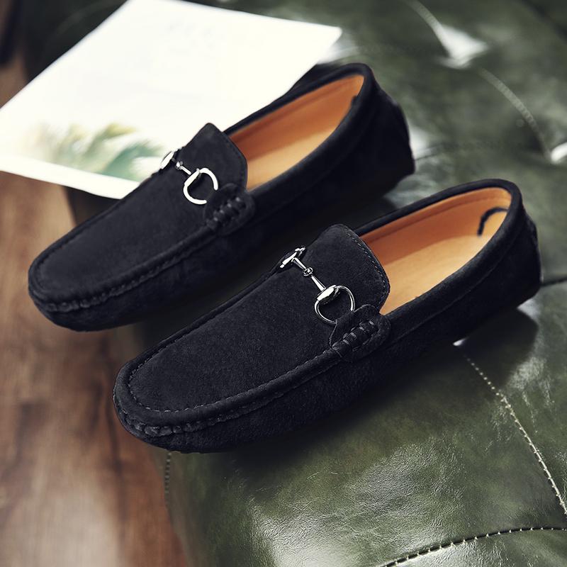 Fashion Mens Casual Loafers Comfortable Genuine Leather Suede Casual Shoes Men Sneakers New Summer Male Walking Loafers Big Size 38-47