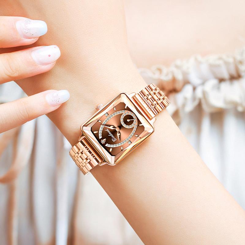 UTHAI Ladies' Watches Luxurious and High-End Waterproof Steel Strap Wristband Fashionable and Trendy Quartz Watches Clock Gifts