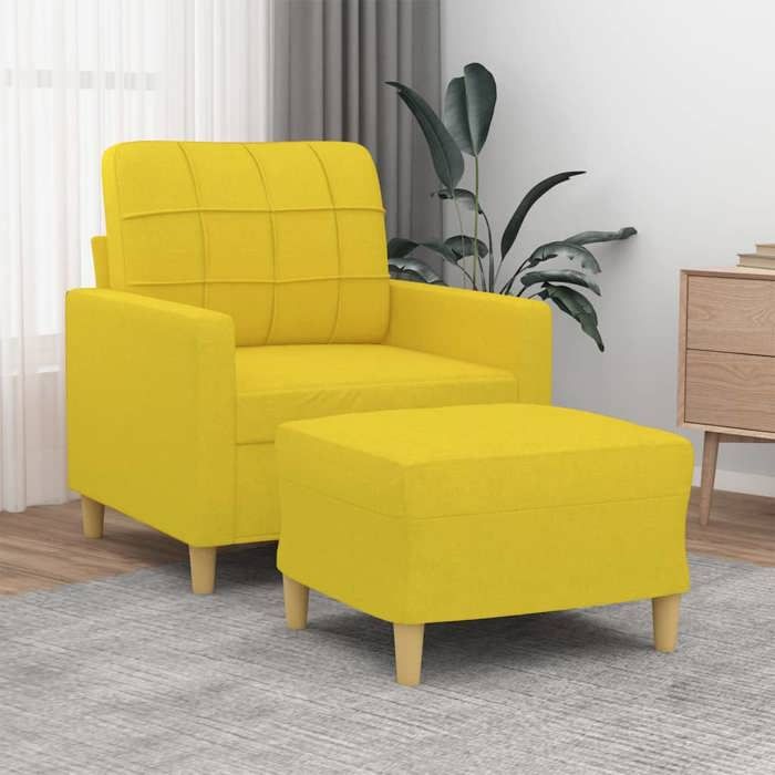 VidaXL Armchair with Footrest Light Yellow 60 Cm Fabric, Sofa, Armchair, TV Armchair, Single Sofa, Seat, Recliner Sofa, 3200998