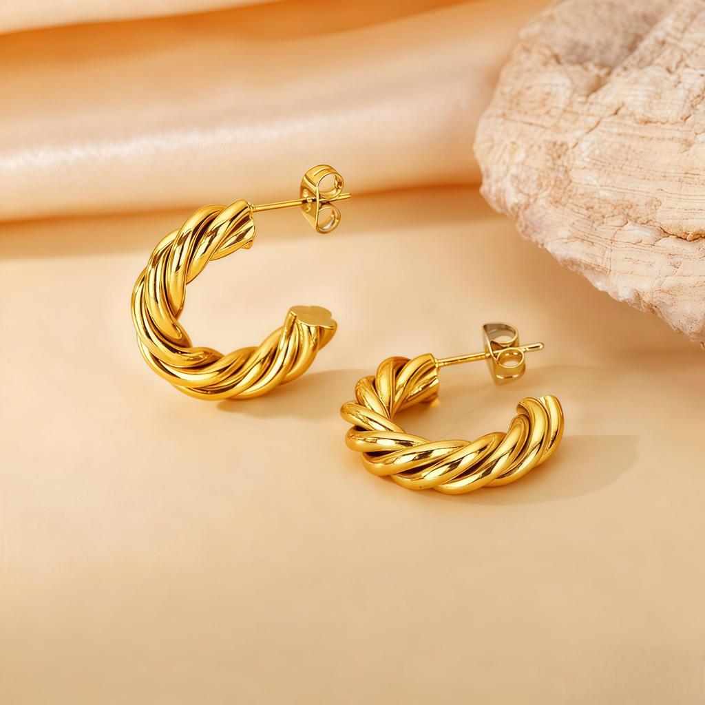 2025 New Style Twisted Titanium Circle Earrings for Women - Low MOQ, Mixed Batch, Dropshipping, Sample Orders Available