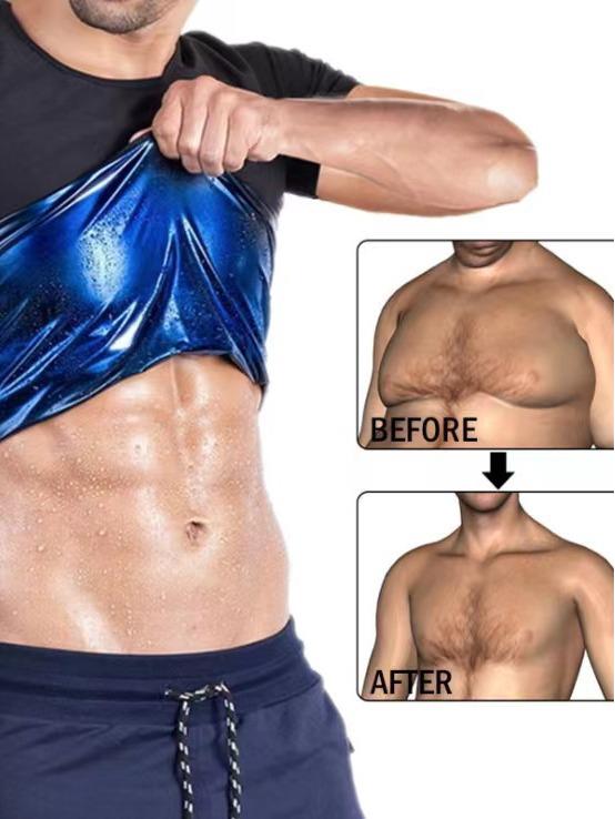 Sportovní top odvádějící pot, tvarující postavu v evropském a americkém stylu: Přiléhavý střih, Zeštíhlující břicho, Tvarovač pivního břicha, Hrudníček s krátkým rukávem