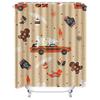 TU Christmas Shower Curtain Festive Holiday Decor Farmhouse Xmas Bathroom Set Vintage Truck Pattern Waterproof Fabric Backdrop