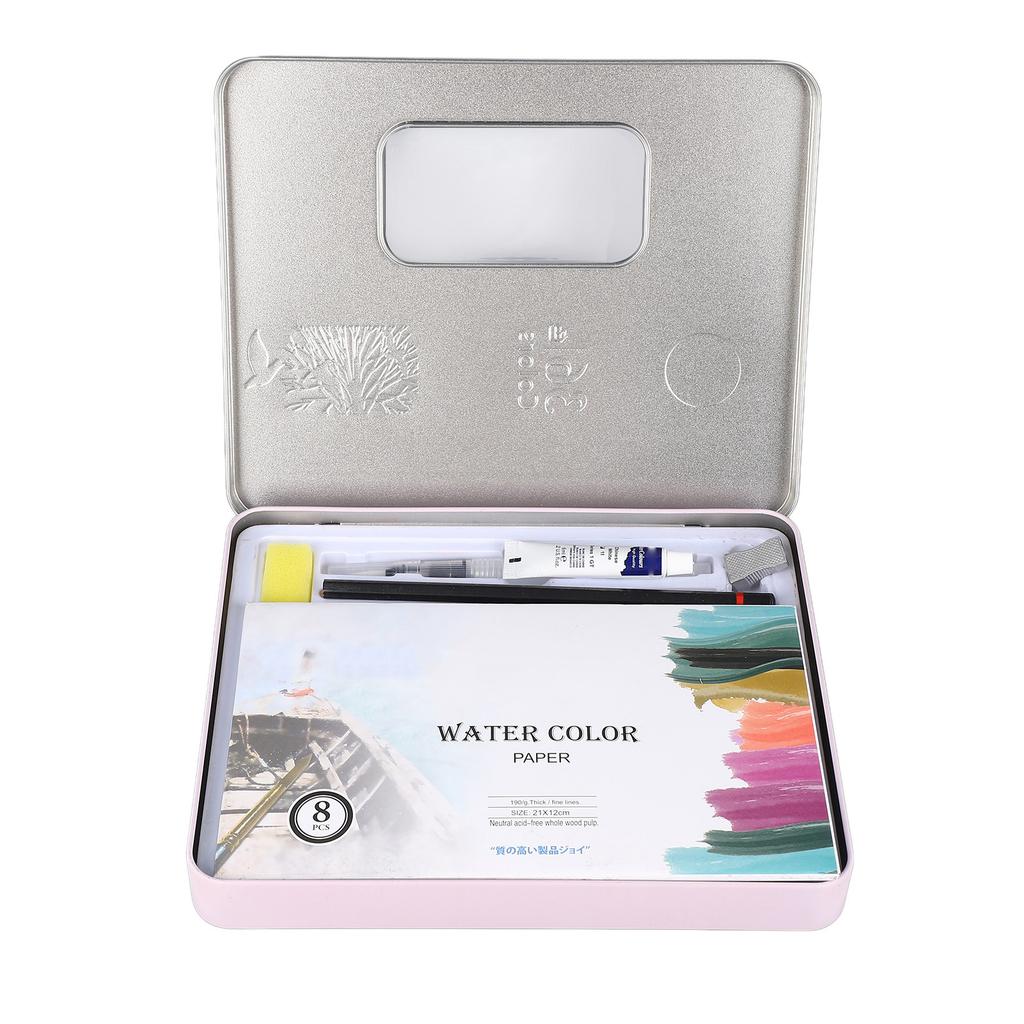 Water Color Paint 36 Bright Colors Quick Drying High Transparency Watercolor Paint Set with Pen Sponge Paper for Art