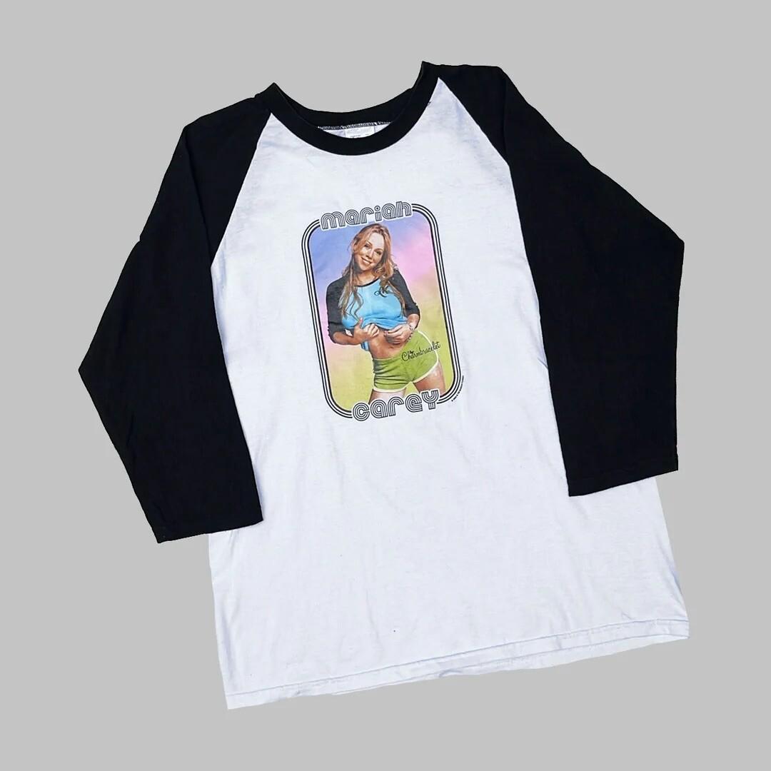 Mariah Carey 2002 Vintage Charmbracelet Raglan Band Concert Rare Tour Unisex T-Shirt XL