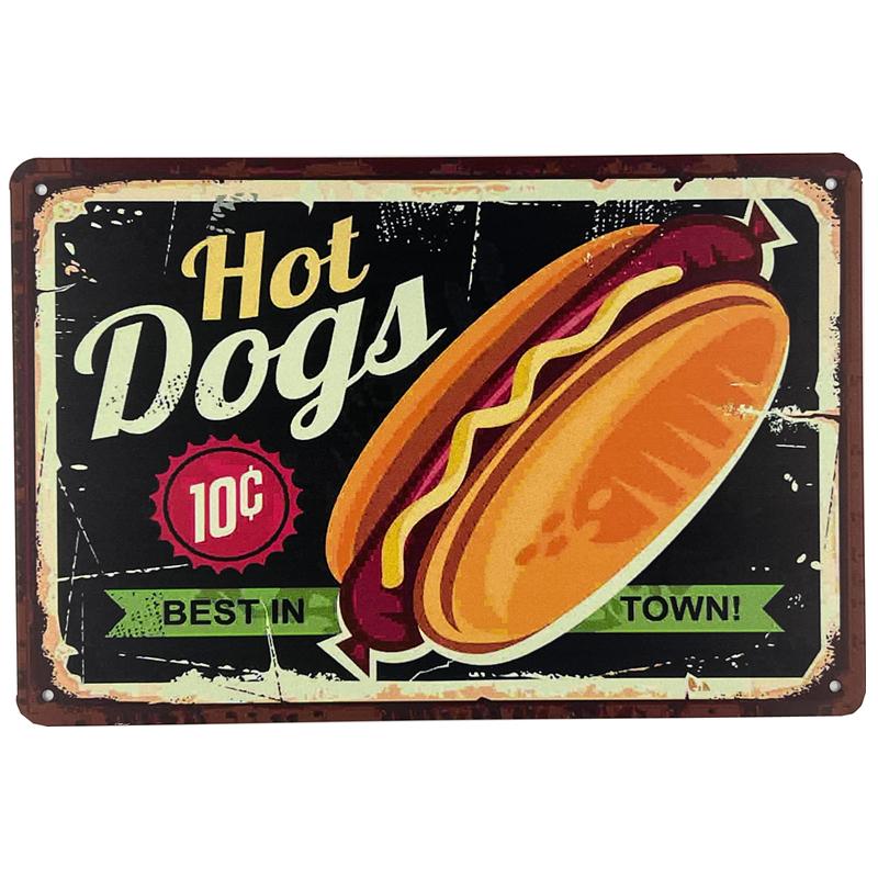 Hamburgers Plaques Métalliques Hot-Dogs Imprimé Affiche Vintage Décor Mural Cuisine Magasin de Fast-Food Plaque Murale Peinture sur Plaque de Fer