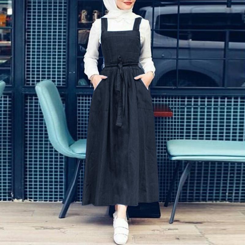 

ZANZEA Женское повседневное платье-комбинезон без рукавов с квадратным воротником 4XL темно-синий