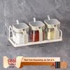 Beige 3-Piece Wall-Mounted Glass Seasoning Jar Set