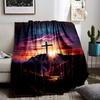Sunset Cross Scenic Art Flannel blanket for bedroom, living room, sofa, and nap