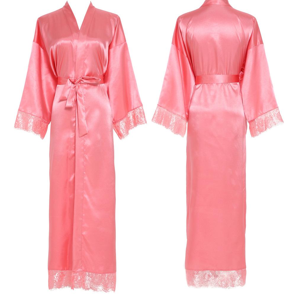 Silk Satin Lace Robes Bridesmaid Bride Wedding Long Bathrobe Womens Robe Lingerie