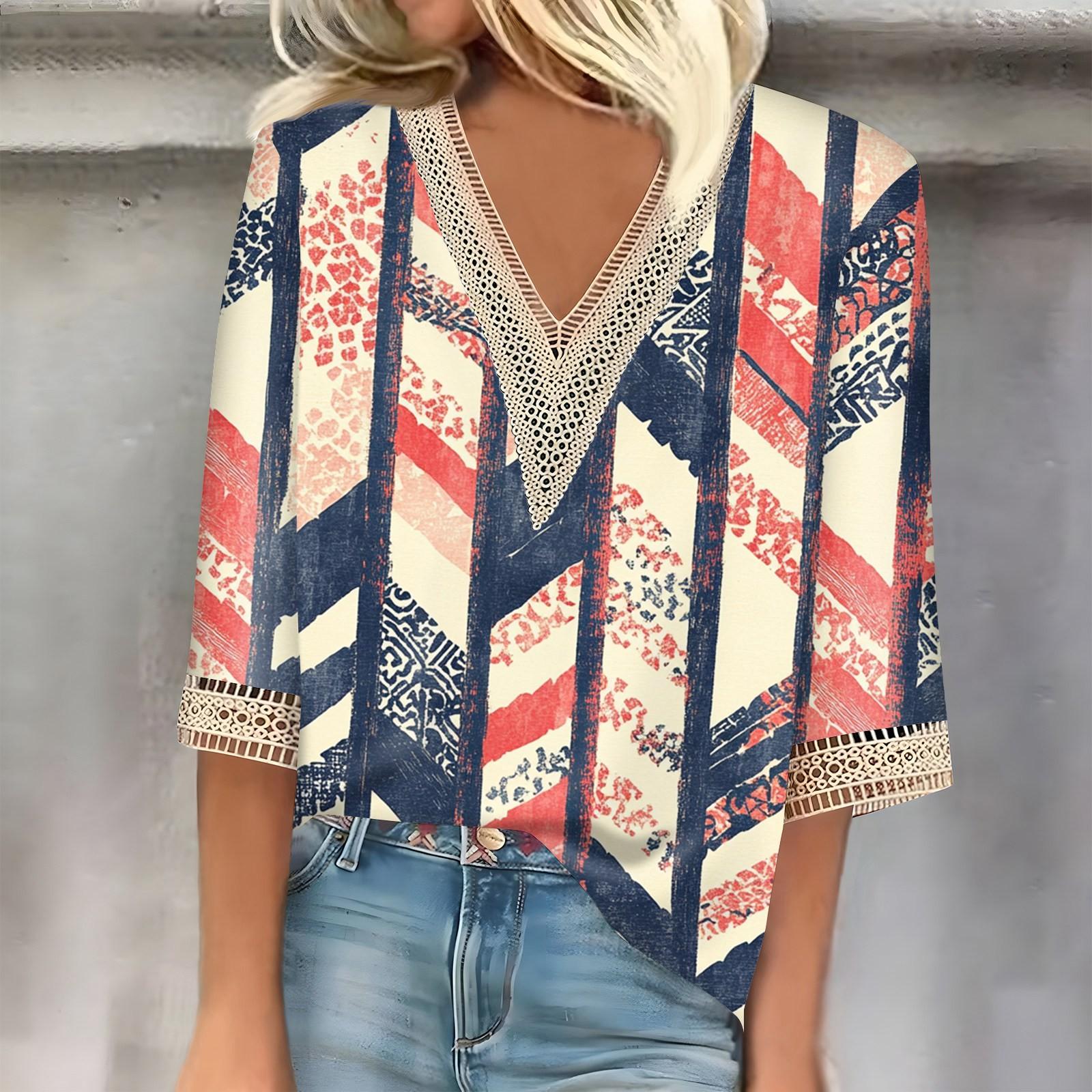 

Женский кружевной топ с винтажным принтом и рукавами три четверти XL