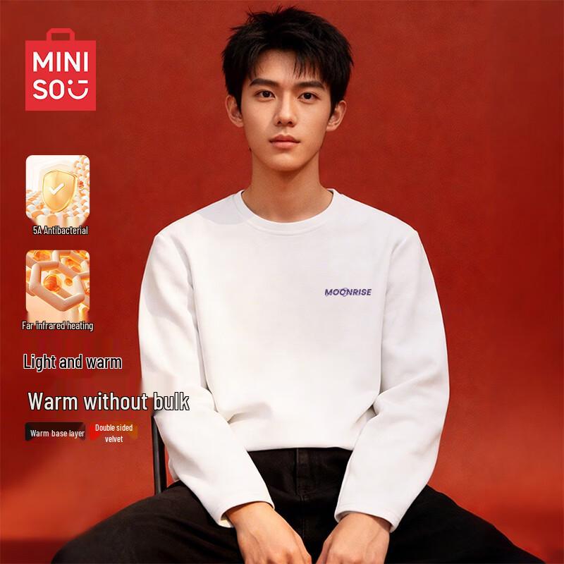 MINISO Men s Heavyweight Fleece Thermal Long Sleeve T-Shirt L