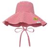 Women's Korean Checkered Wide Brim Fisherman Hat with Butterfly Tie for Summer Sun Protection