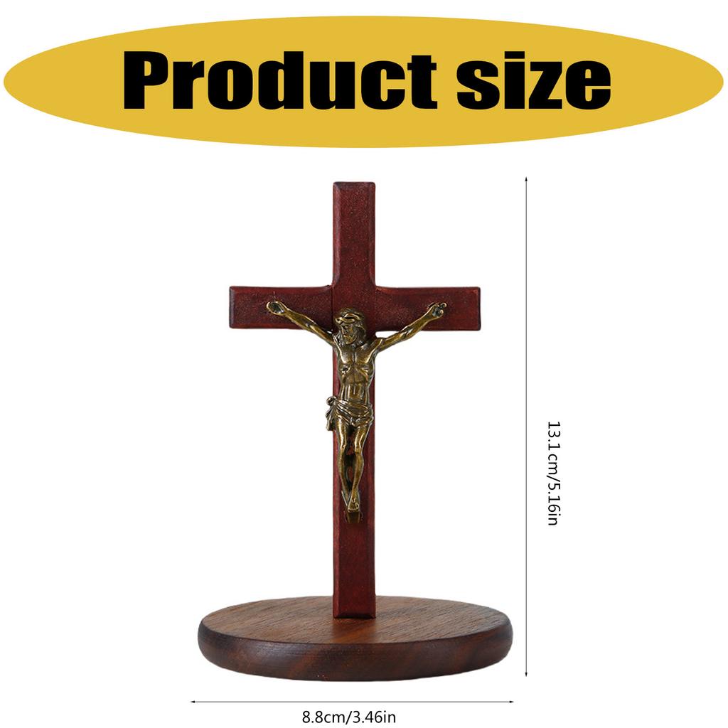 Wooden Crucifix Cross with Detachable Stand 3.93" Standing Catholic Wood Jesus Christ Cross Table Centrepiece Home Decor