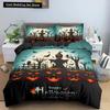 Happy Halloween King Queen Duvet Cover Orange Pumpkin Bedding Set Kids Teens Adults Bats Horror Festival Polyester Quilt Cover
