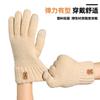 Gestrickte Handschuhe, Damen warm und kältefest Outdoor-Fahren, doppellagig Samt verdickt Touchscreen, Winterhandschuhe