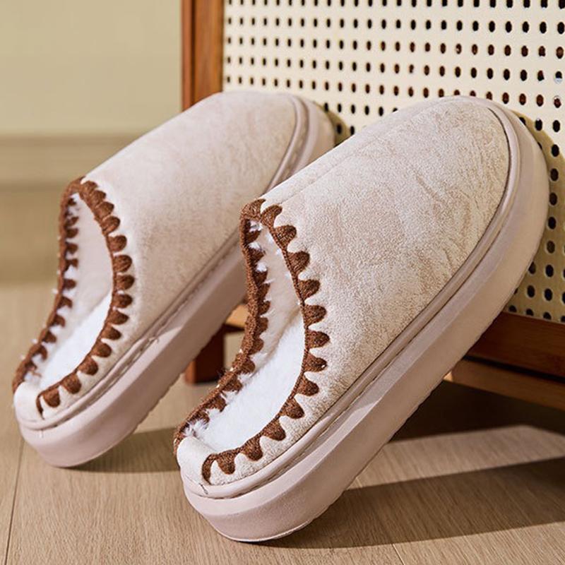 Fashion Fashion Faux Suede Plush Slippers Women Non Slip Platform Cotton Slippers for Woman Indoor Fur Warm House Fur Slides Mujer