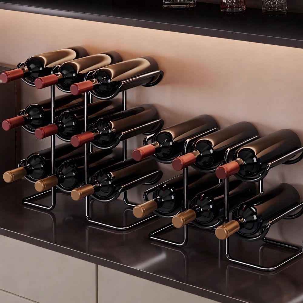 Iron Metal Cup Holder 2/3 Layers Wine Water Bottle Holder Creative Cup Storage Rack Pantry