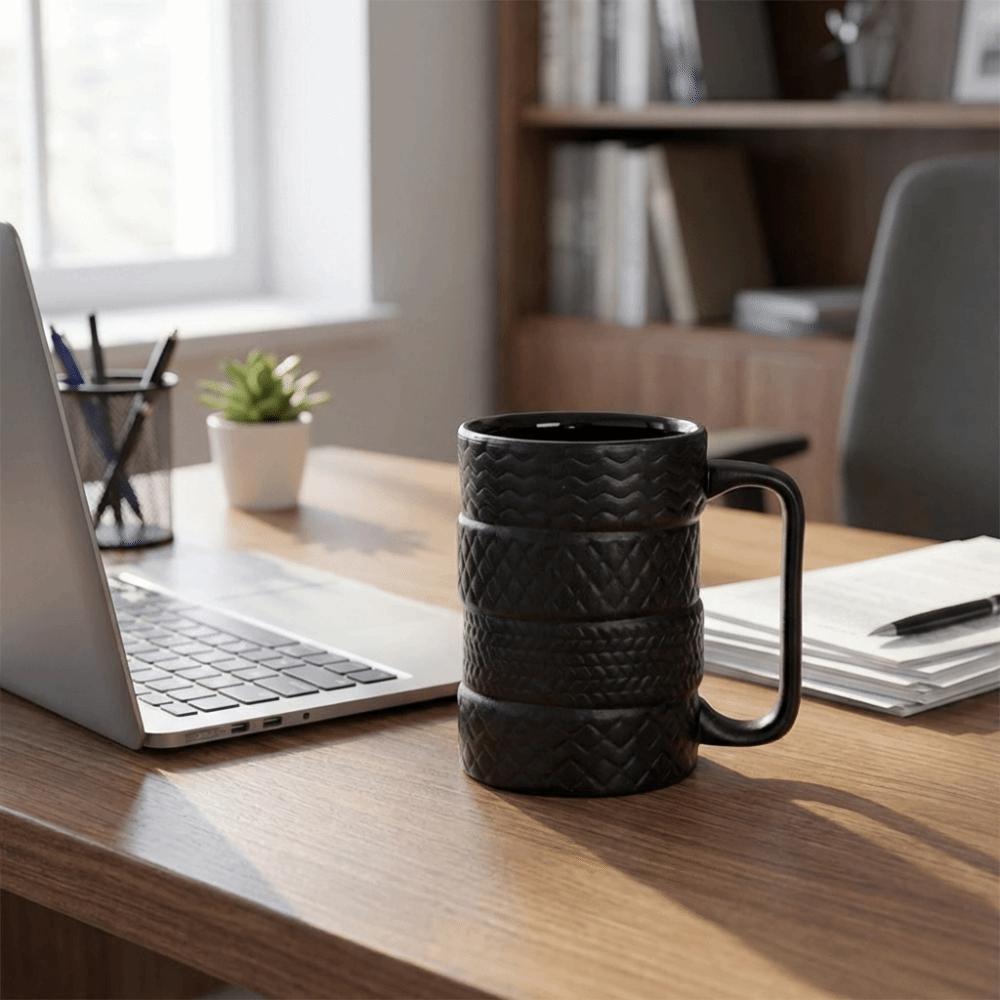 Große Kapazität Reifen Keramik Wasserbecher Lustiger Kaffeebecher Trinkgeschirr Neuheit Tasse Geburtstagsgeschenk