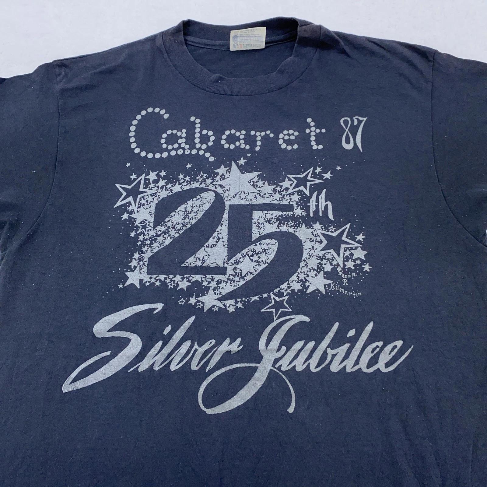 Vintage 1987 Cabaret Musical Shirt Mens Medium 25th Silver Jubilee Stars 80s Tee 3XL