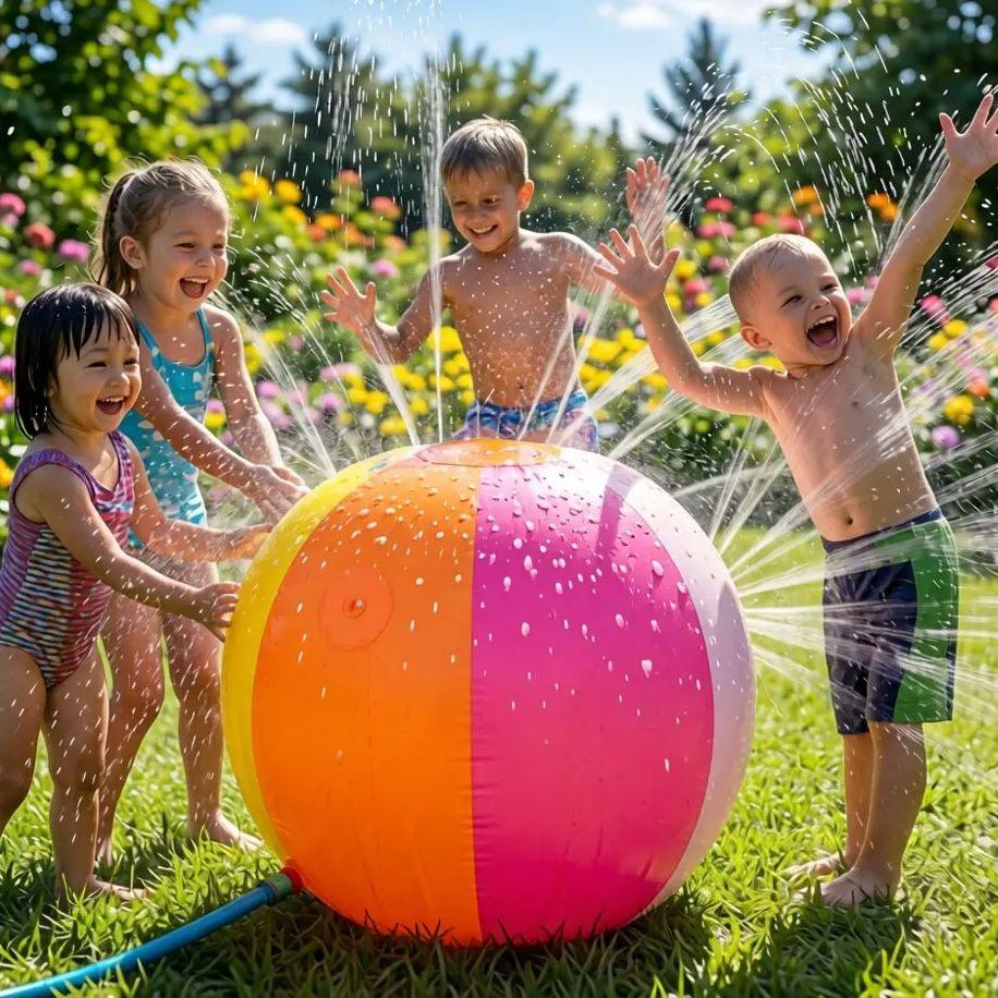 Divertida Pelota Inflable de Chorro de Agua de Verano 75 cm Aspersor Exterior Juguete Salpicador Niños Jardín Césped Patio Trasero Piscina Juguetes de Juego Para Niños