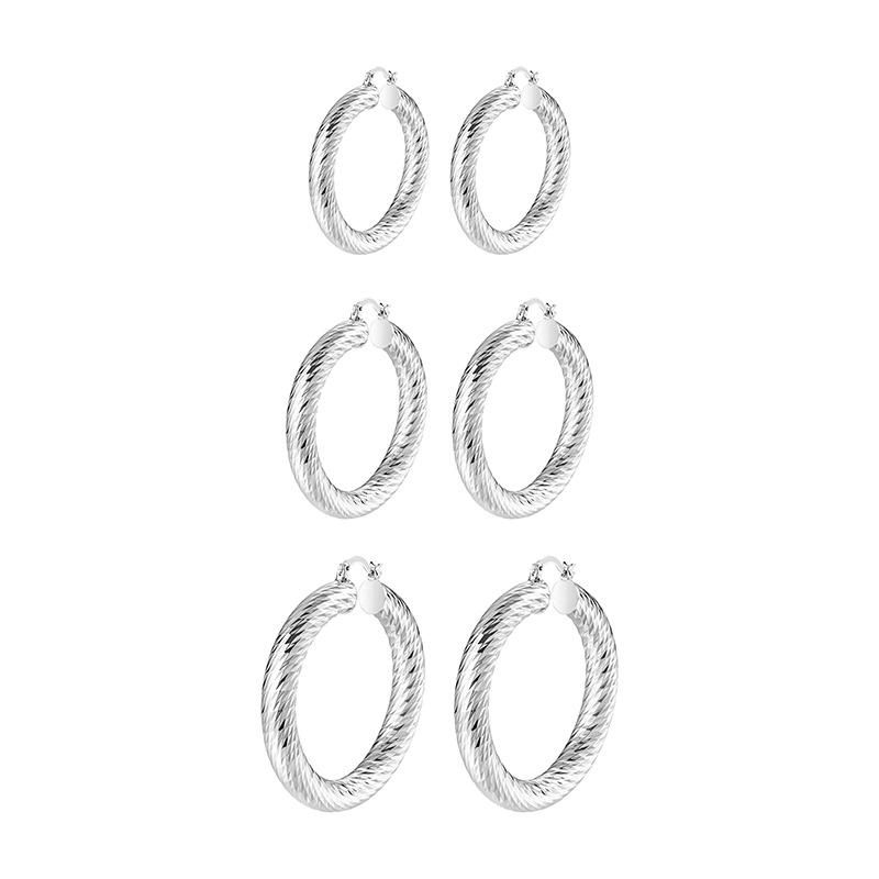 Gold-Plated Silver Cable Knit Hoop Earrings for Women - Trendy European and American Style Ear Ornaments