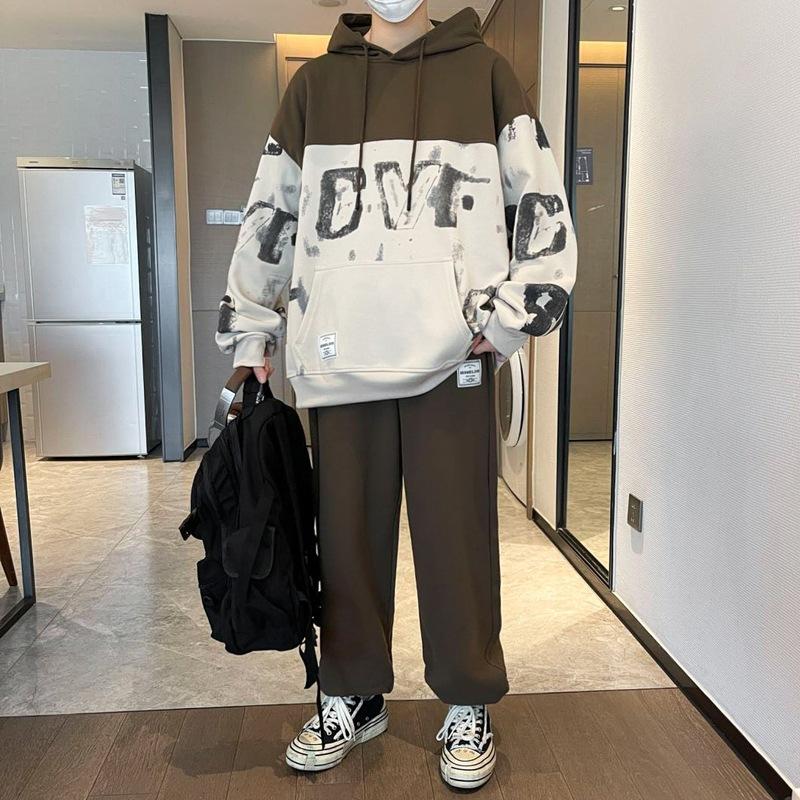 

Manufacturers Can Customize Teenage Men s Fashion Loose Fitting Pullover Hooded Sweatshirt Pants Set Men L