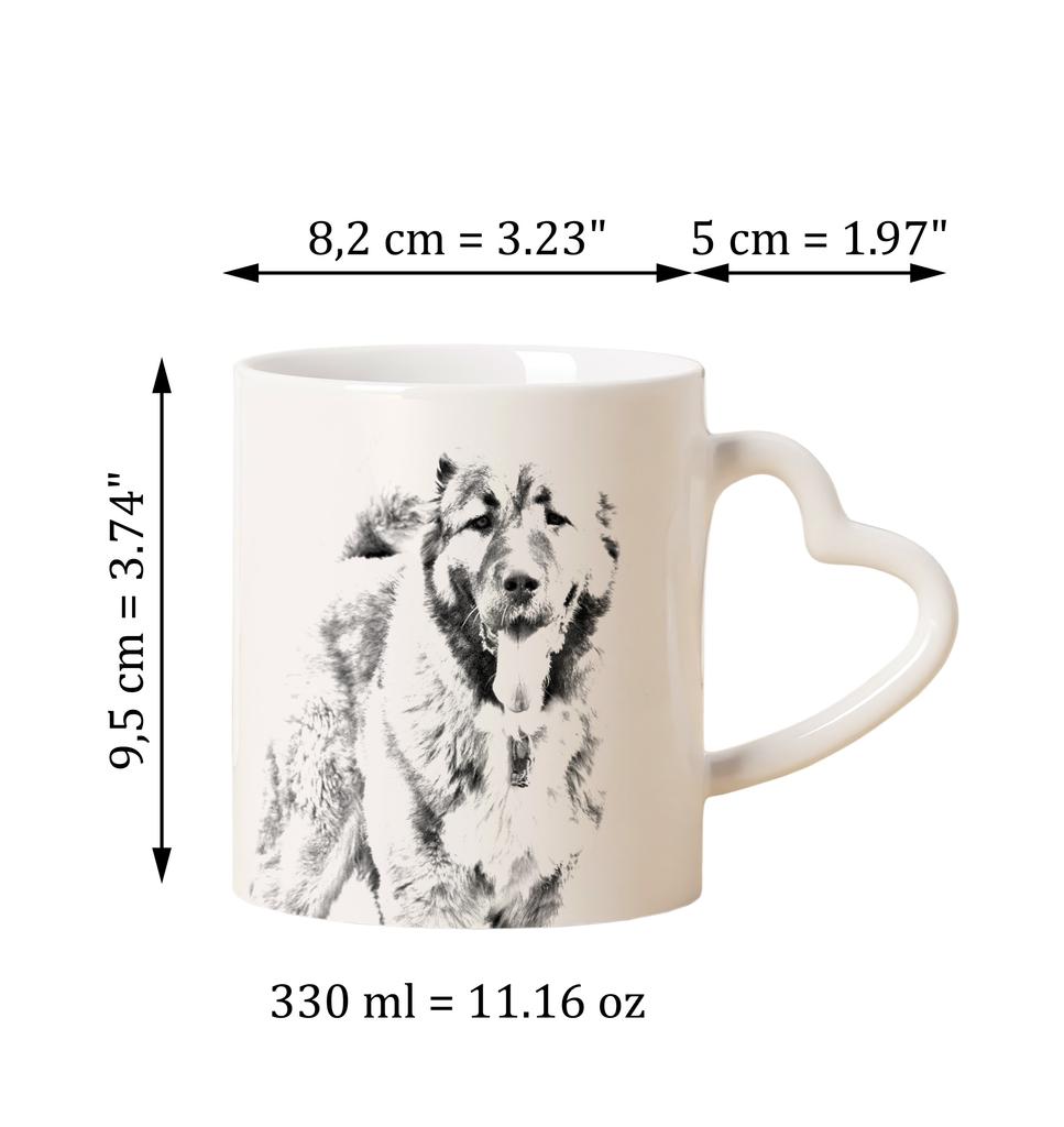 Caucasian Shepherd Dog, Caucasian Ovcharka - cup with a dog, adorable cup with a heart-shaped handle, universal gift from the Art-Dog brand