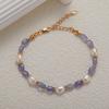 Original Design S925 Sterling Silver Natural Tanzanite Pearl Bracelet Women'S Exquisite Trend Handmade Beads