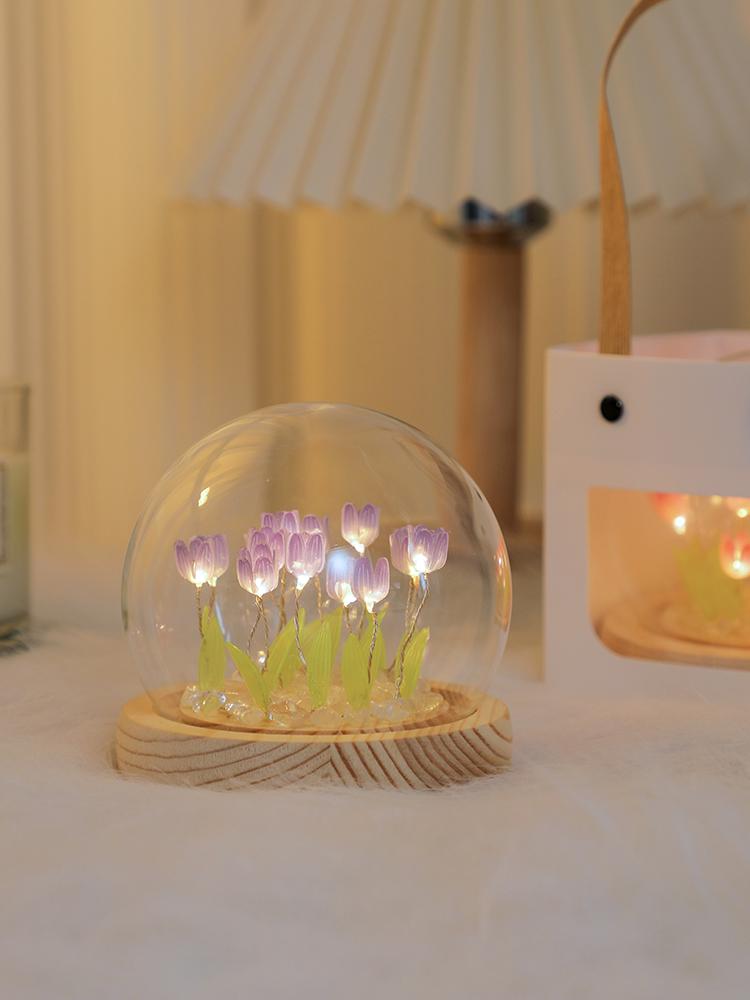DIY Tulip LED Night Light Kit - Handmade Bedroom Ornament for Qixi Festival or Birthday Gift