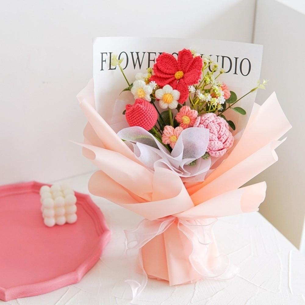 Handmade Gift Bouquet Roses Knitted Artificial Flowers New Knitted  Bouquets  Mother's Day