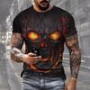 Černé tričko Lebka Pánské Punk Tričko Lebka Rock Gun Modré tričko Tričko s 3D potiskem Retro gotické pánské oblečení letní top
