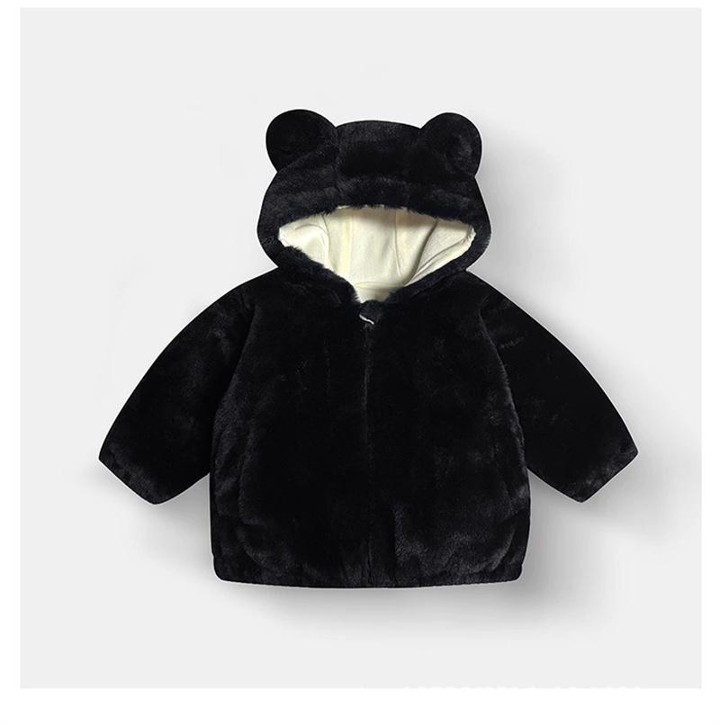 

Children s Padded Coat Winter Thickened Jacket Boys Plush Clothes Girls Fleece Hooded Outerwear Autumn Kids Warm Casual Tops 90 чорний