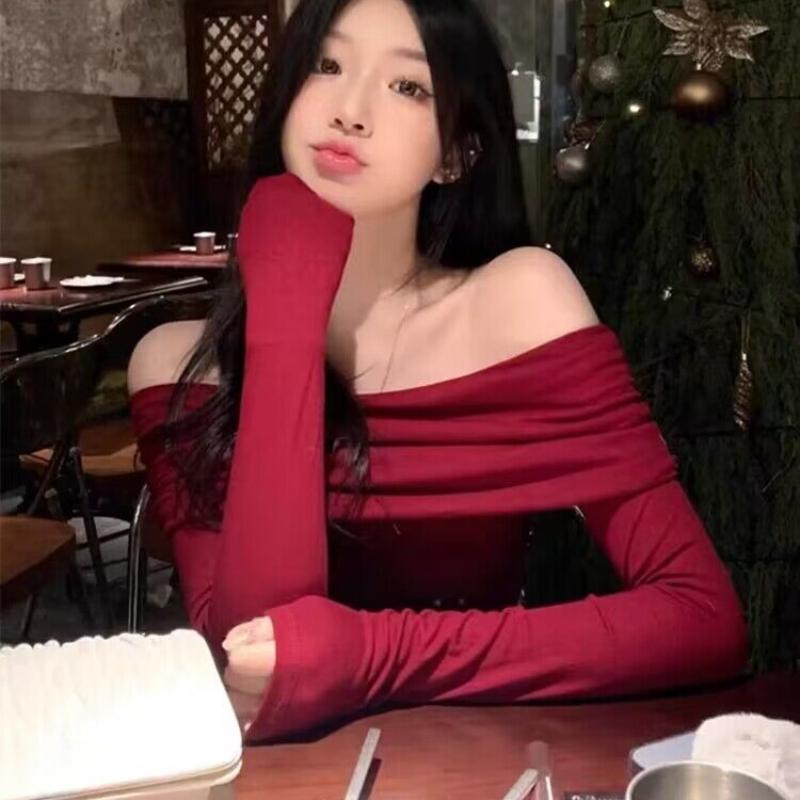 Autumn New Sexy One Shoulder Pullover Sweaters for Women Lapel Off Shoulder Long Sleeved Knitted Sweater Woman Elegant Casual Winter Knitwear 24861