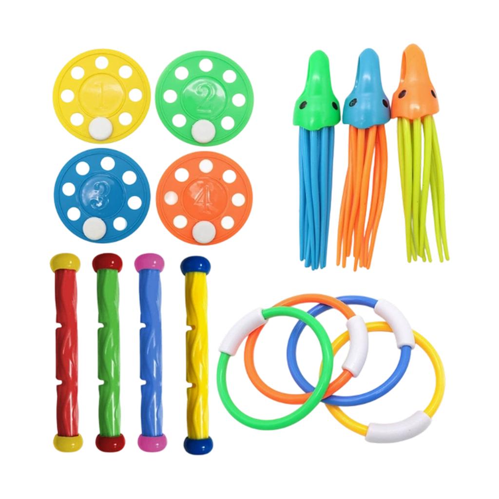 Kids' Diving Toys Set: Swimming Pool Dive Torpedoes, Water Rings, And Diamonds