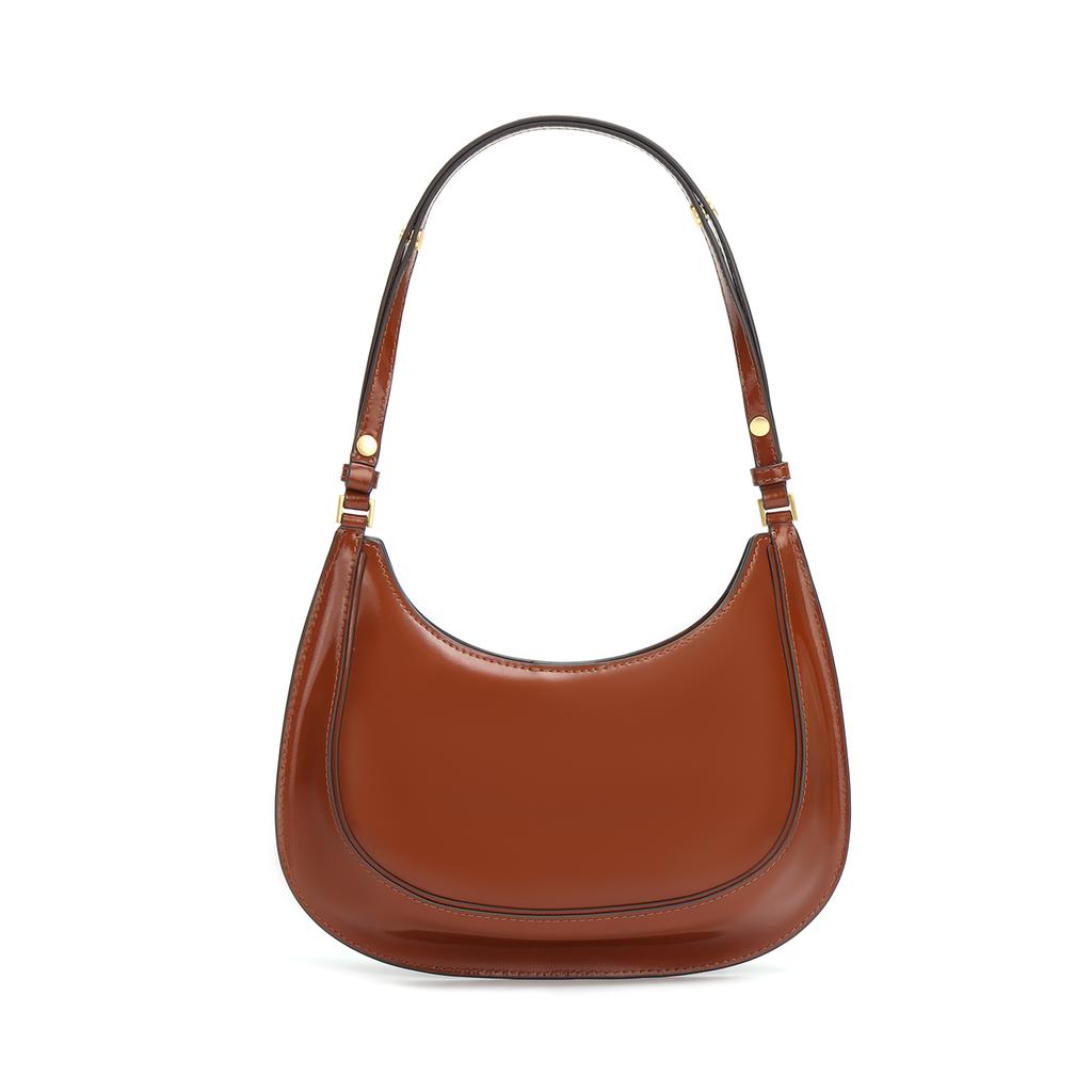 Tory Burch Robinson Magnetic Closure Leather Underarm Bag Crescent Tote Shoulder Bag Women Bags Brown 154729-223