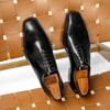 Open-edged beaded cowhide Oxford leather shoes, genuine leather business dress glossy shoes, wedding shoes