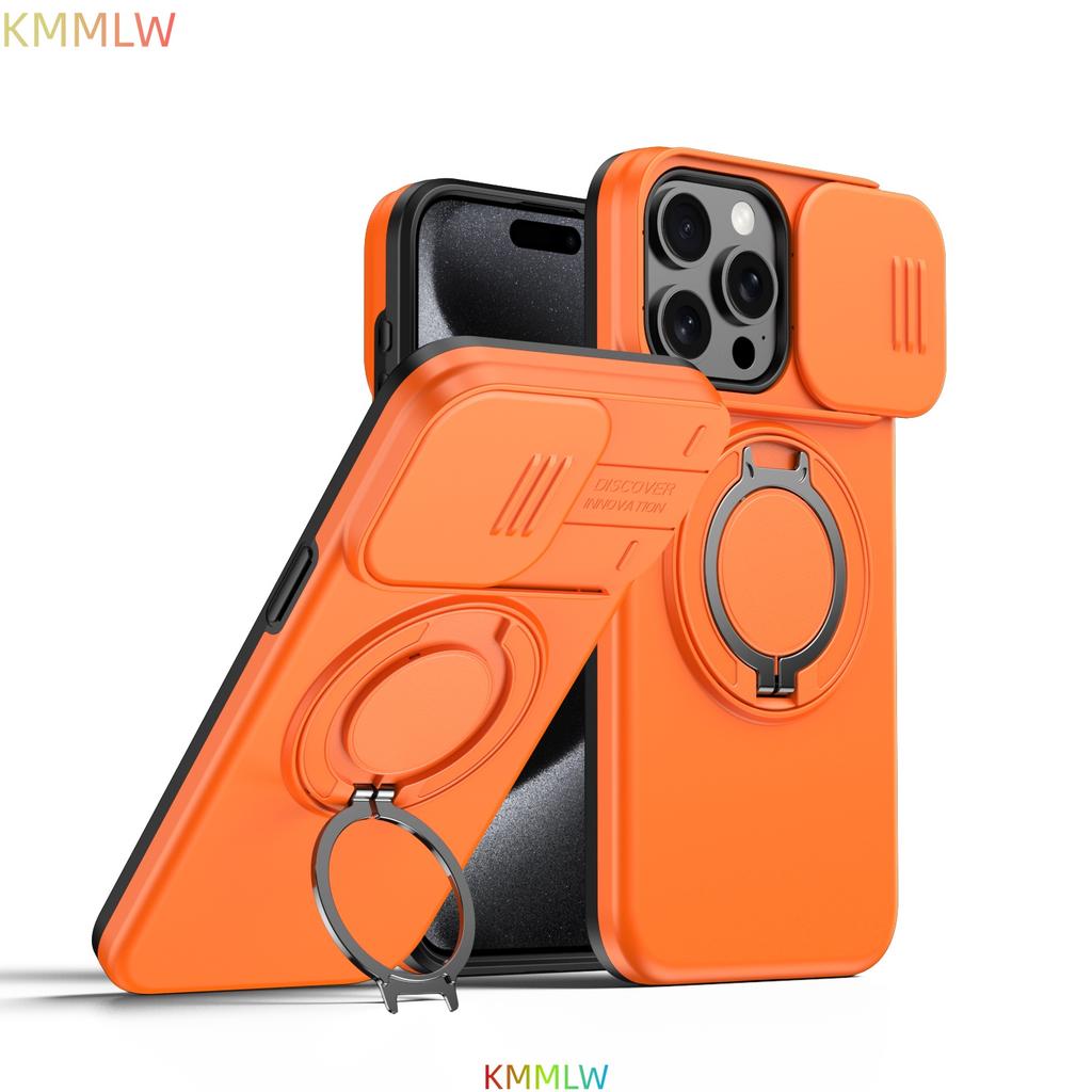 Armor Magnetic Case For 17 16 15 14 13 Pro Max Plus Camera Protect Ring Holder Cover