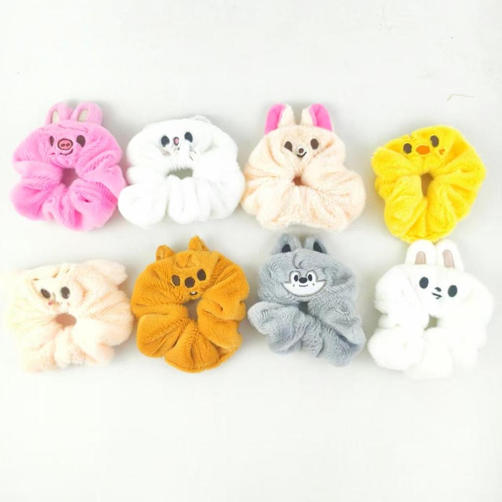 Cute Cartoon Animal Plush Hair Scrunchie, Large Fluffy Hair Tie Elastic Ponytail Holder for Women Girls