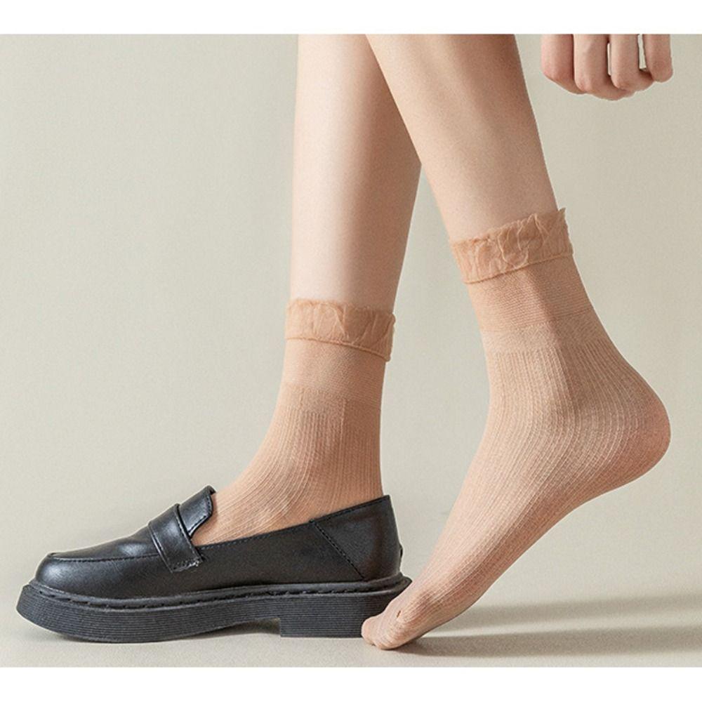 Ultra-thin Summer Women Socks Lolita Princess Tulle Sock Transparent Mesh Socks For Female Ladies