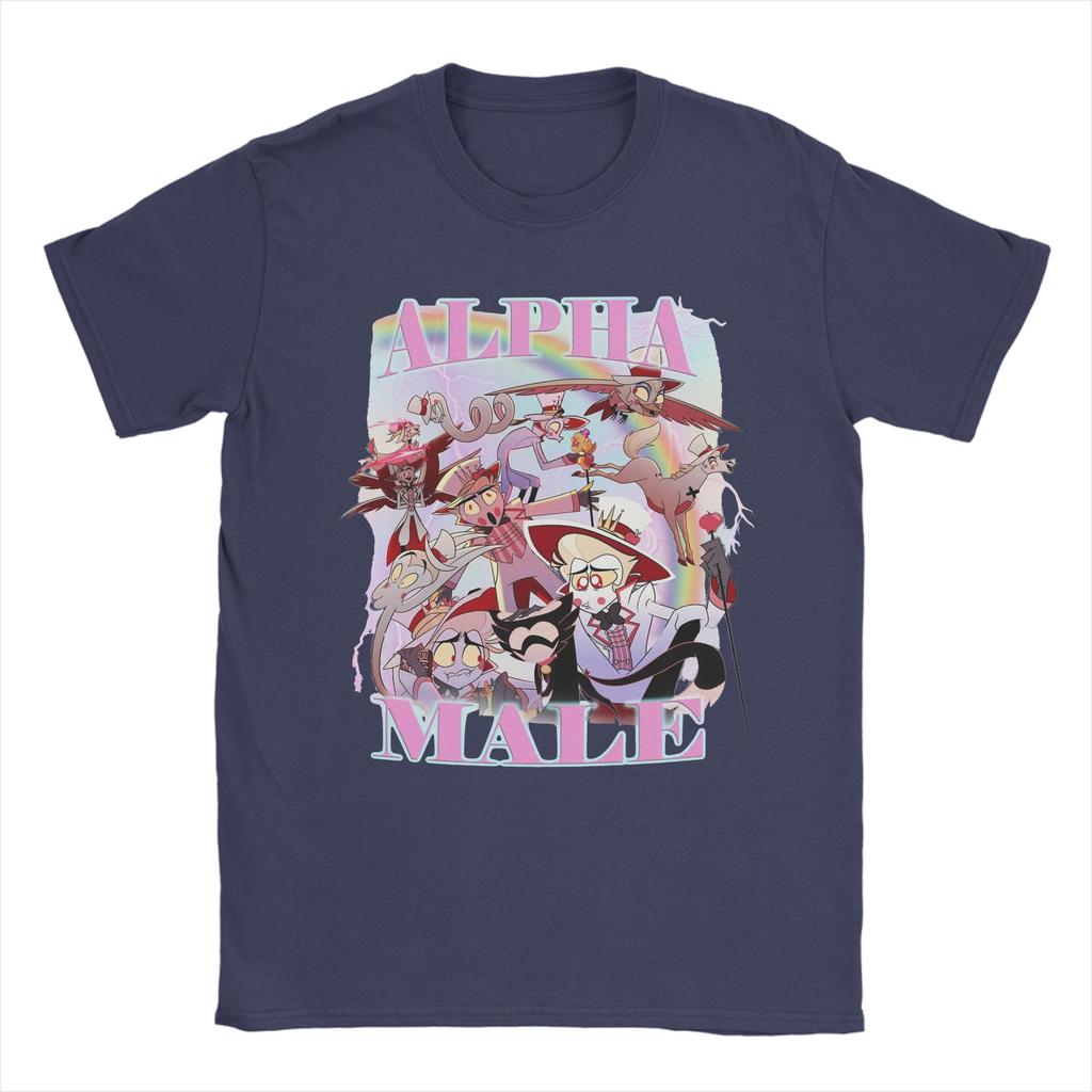 Herr Lucifer Manlig Hazbins Hotels T-shirt Kläder i ren bomull Fantastisk Kortärmad Rundhals T-shirt 4XL 5XL T-shirts